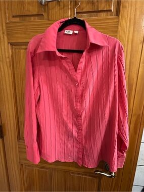 Cato Hot Pink Button-Front Long Sleeve Shirt